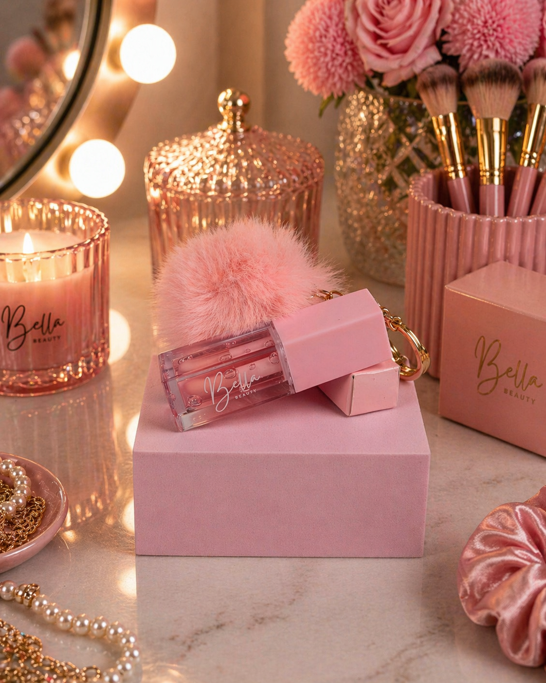 Bella Beauty Keychain Lipgloss Strawberry